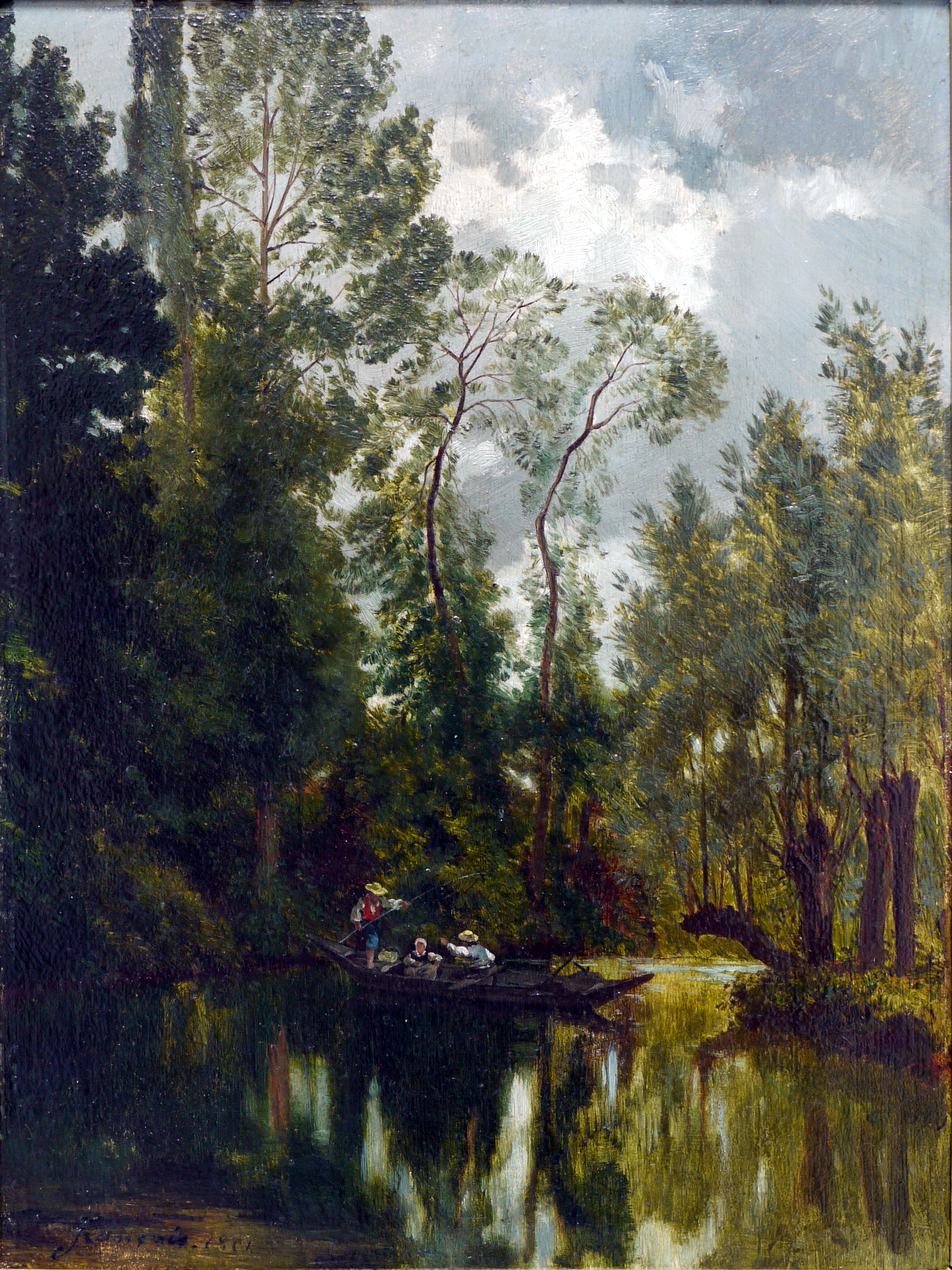 Louis Français, Pêcheurs en barque sur la Juyne, 1851 © Musée de Valence, photographie Béatrice Roussel